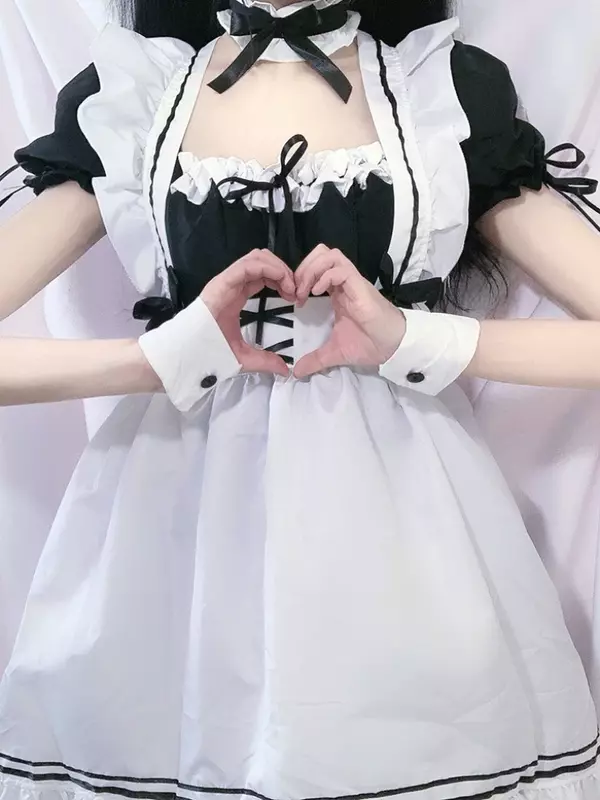 CP5XL Maid Lolita Chemise Cosplay Role Playing Costumes For Party Club Stage Apparel Bow Ties Ball Gowns Waitress Uniform Plus