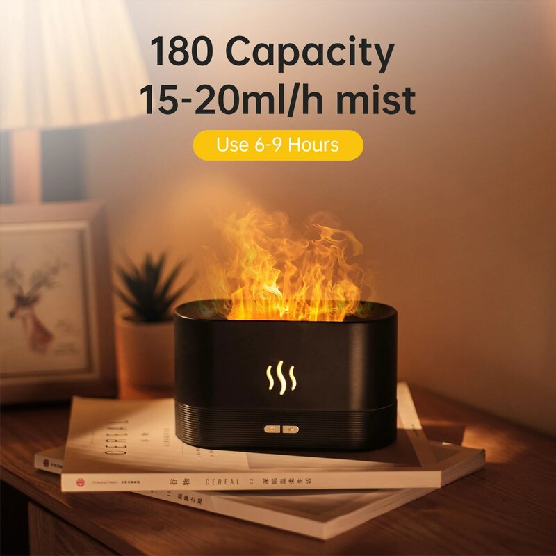 Vissko Aroma Diffuser 180ML Air Humidifier Ultrasonic Aromatherapy Cool Mist Maker Essential Oil Flame Lamp Difusors For Home