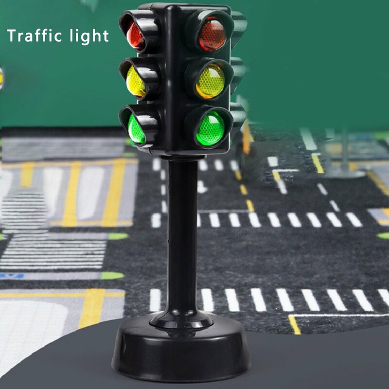 Mini señales de tráfico para niños, modelo de luz de carretera, bloque de seguridad, educación, rompecabezas, juguetes de tráfico, juguetes de Aprendizaje Temprano