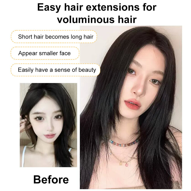 Синтетическое V-образное длинное наращивание волос, синтетическое многослойное наращивание волос, Накладка для волос, пушистый верх, увеличение объема волос
