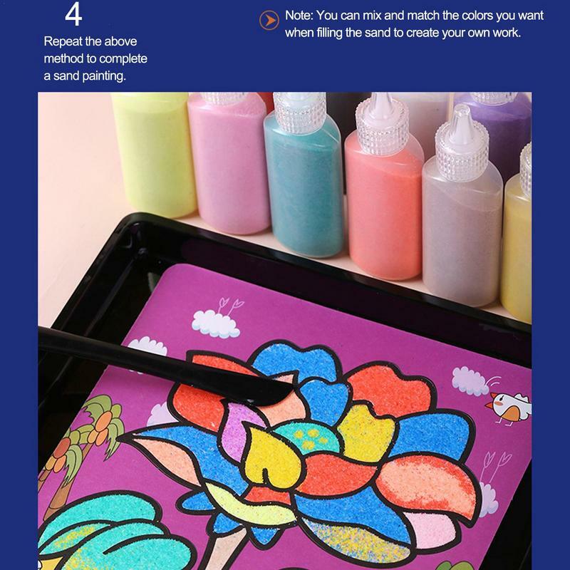 Kit Sand Art Pictures para Crianças, Kit Art Activity, Cartas de Pintura Sortidas, 12 Cores