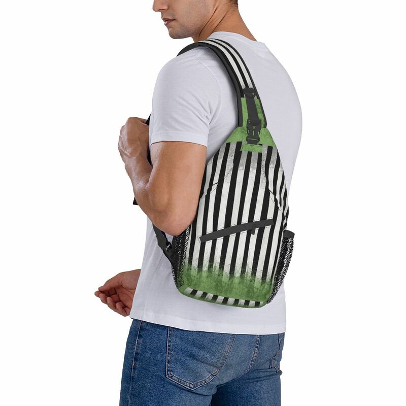 Beetlejuice Stripes Crossbody Sling Bag piccola borsa a tracolla zaino Daypack per viaggi escursionismo sport Bookbag