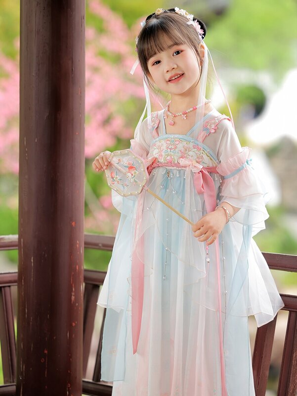 Vestido alto-peito feminino hanfu, traje antigo, vestido original, verão, bebê, fada, estilo chinês, novo, 24