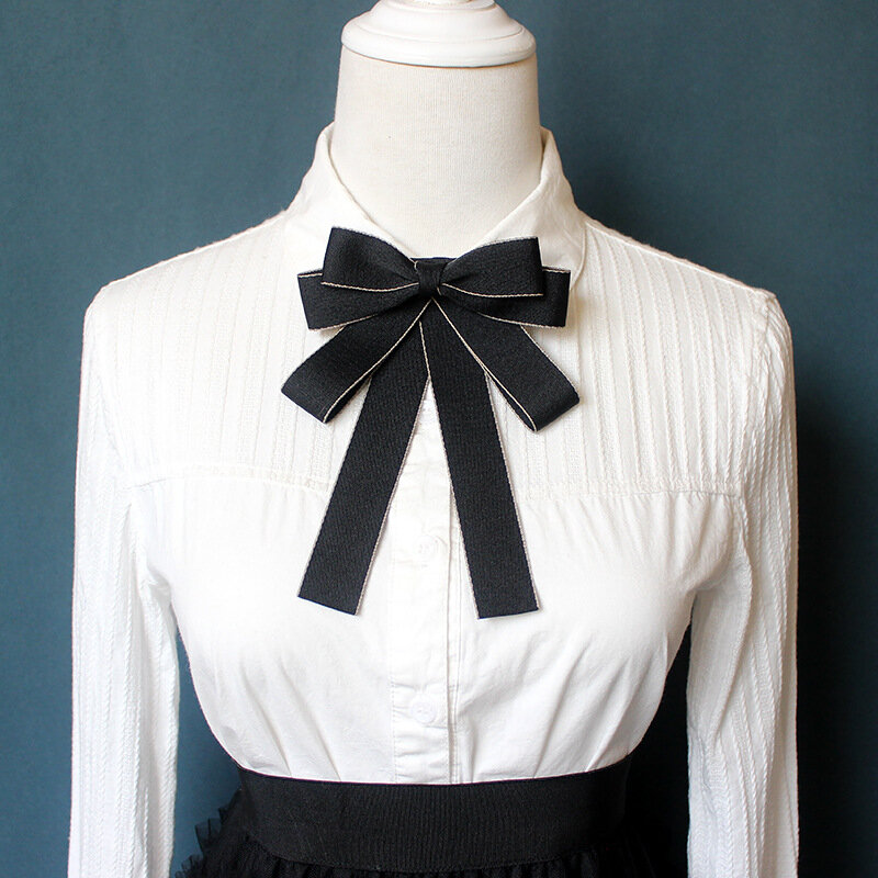 Vintage Ribbon Bowtie Female Girl Navy Pink Elegant Bowknot Suit Shirt School Uniform Butterfly Collar Pins Women Accessories