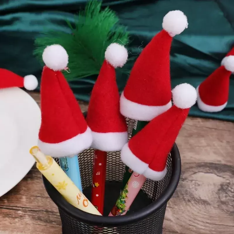 1-50 Stück Mini Santa Hut Weinflasche umfasst Samt Lutscher Kappen Weihnachten Geschirr halter Flasche Abdeckung Hüte Weihnachten Party Dekor