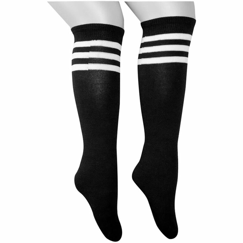 1 Pair Unisex Knee Legging Stockings Football Socks Over Knee Ankle Stocking Running For Football Men Women Socks Black