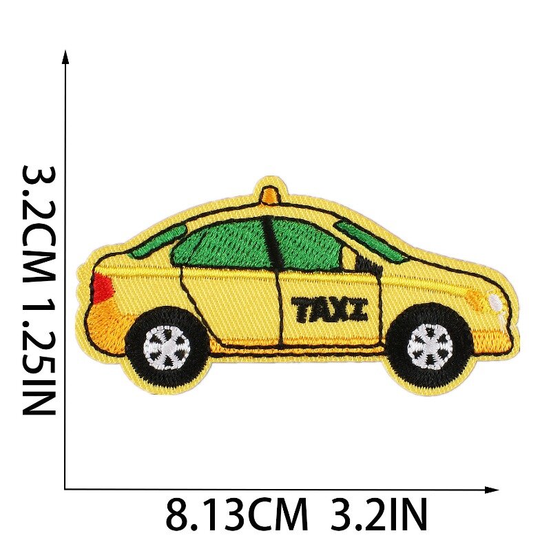 Parche de tela bordado de ambulancia para Taxi, pegatina térmica para sombrero, Jeans, mochila, coser, adhesivo, emblema de coches de policía, 2024