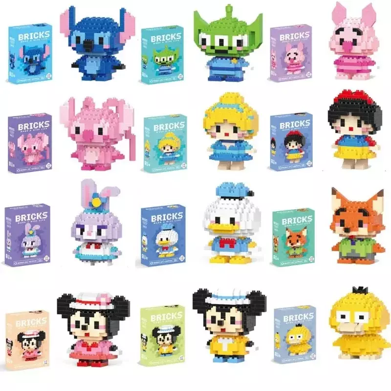 Disney-Cartoon Character Building Blocks para Crianças, Mini Block Toy, Pequenas Partículas, Modelo de Montagem, Puzzle Gift, Sanrio Stitching