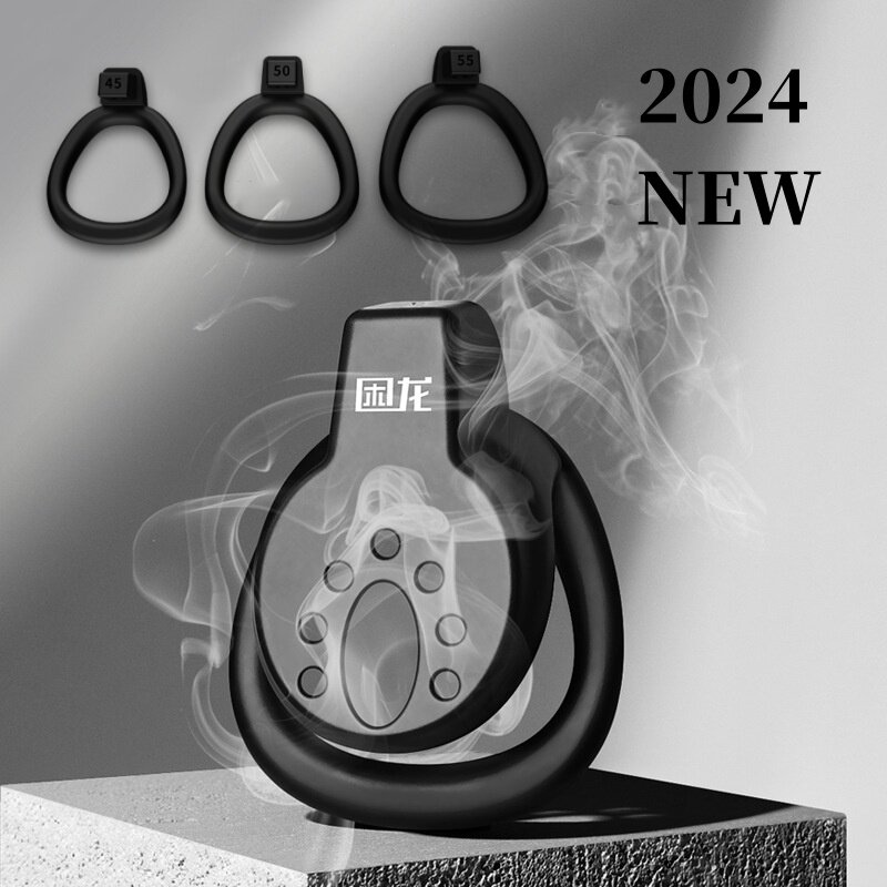 2024 New High Quality Male Small Flat Chastity Lock with 3 Size Penis Rings Ascetic Bondage Cock Cages 성인용품 Adult Erotic Product