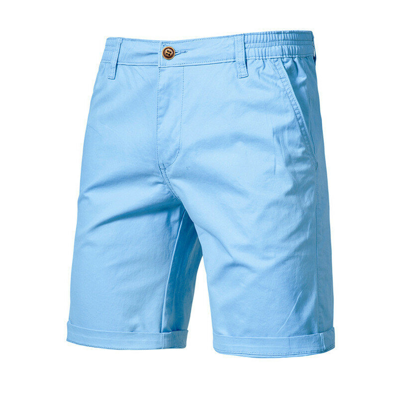 Pantalones cortos de negocios informales para hombre, Shorts de algodón sólido, cintura elástica, gimnasio, correr, deporte, playa, Verano