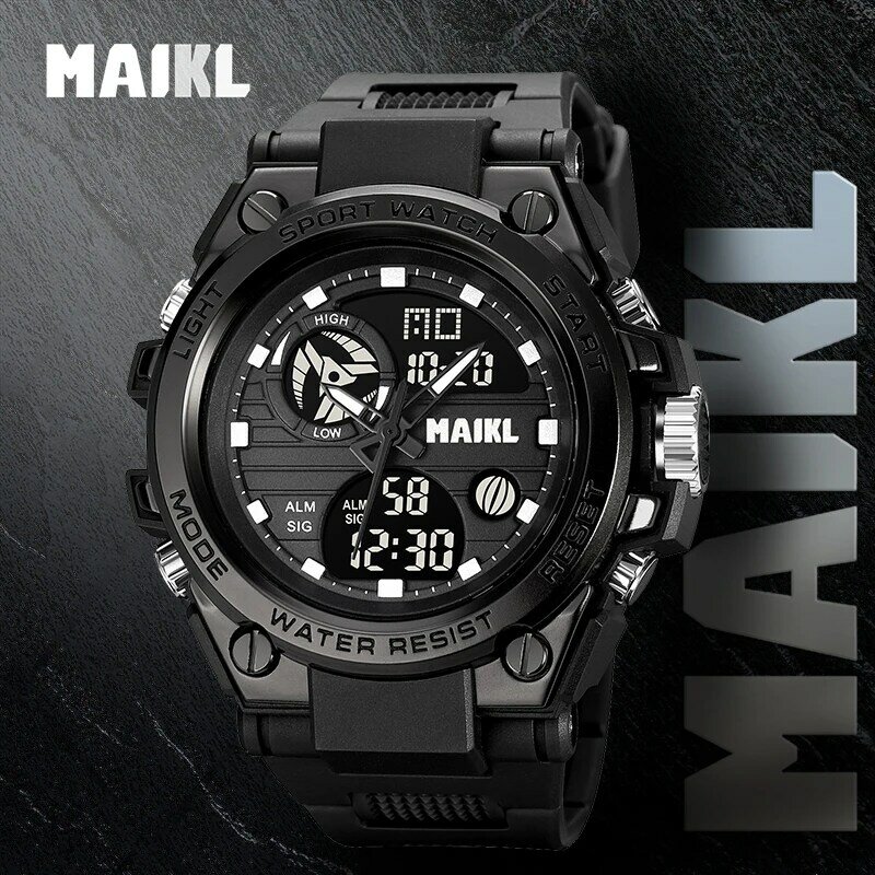 メンズミリタリースポーツウォッチ,高級デジタル腕時計,耐水性,クォーツ,最大50m,MAIKL-Gスタイル