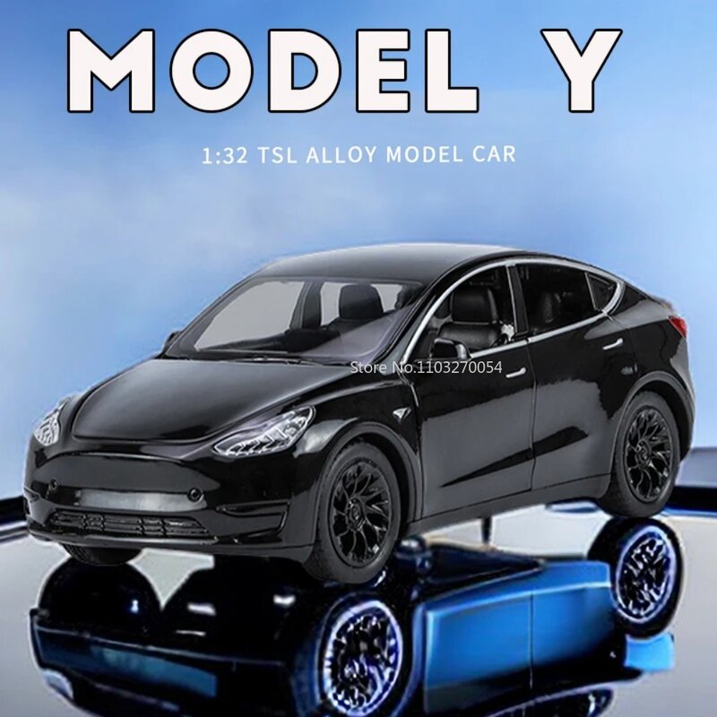 1/32 테슬라 모델 Y SUV 합금 자동차 모델, 다이캐스트 금속 장난감 시뮬레이션 차량 장식, 어린이 크리스마스 선물, 소년 장난감