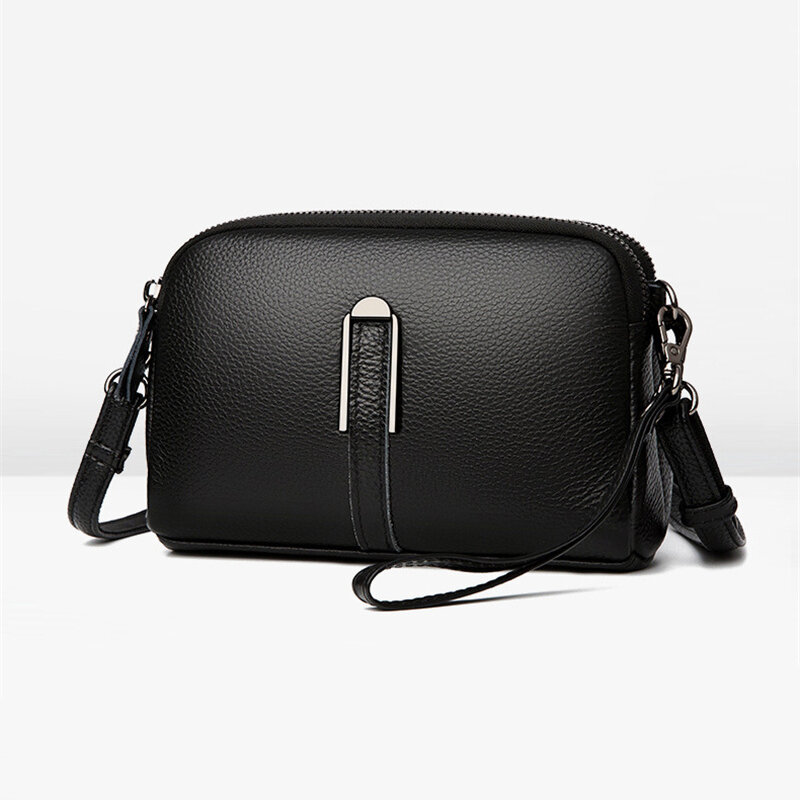 Tas bahu kulit gaya sederhana untuk wanita, dompet tas selempang