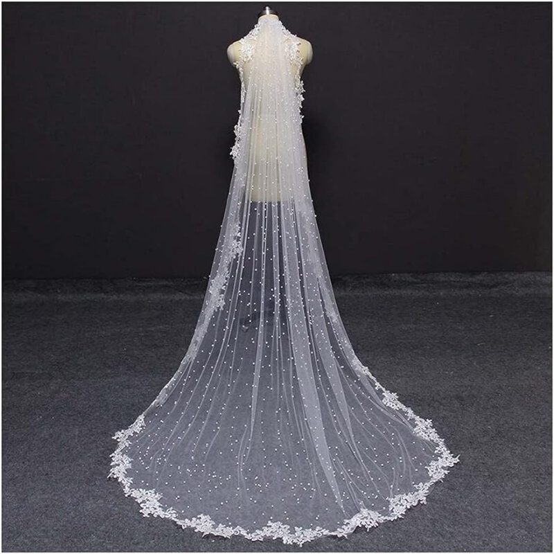 Wedding Veil， with Lace Appliques Edge 2.5 Meters Long Bridal Veil， with Comb 250CM Veil for Bride