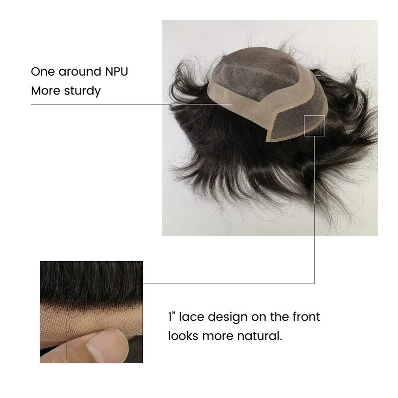 Hywel-Mono Lace Mono Peruca para Homens, Natural Hairline Toupee, 100% Unidade do Sistema de Cabelo Humano, Peruca Masculina, Parte Superior Frontal, 6 Polegadas