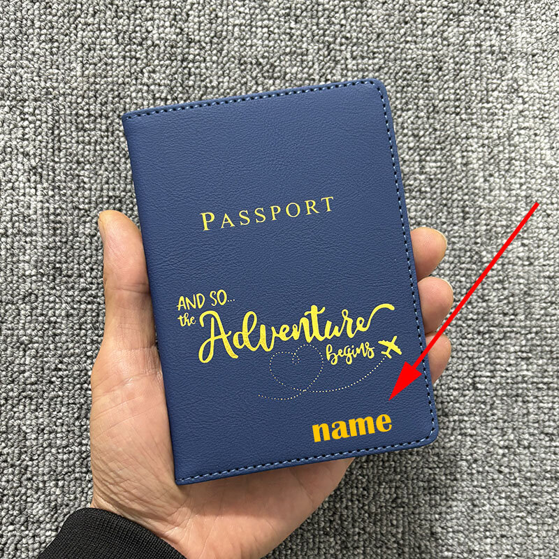 Custom Gold Color Name on Passport Cover Adventure Travel Wallet Customizable Name Passport Holder ID Business Card Holder Case