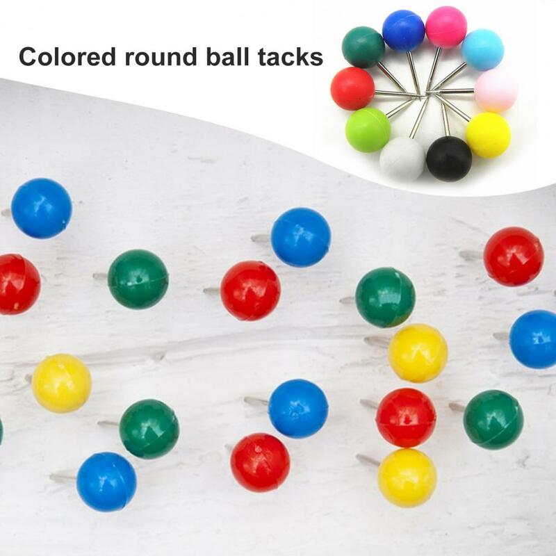 100Pcs Multi-Color Map Push Pins Round Head with Stainless Point Multi-Color Thumbnail Design Map Push Pins for Office School