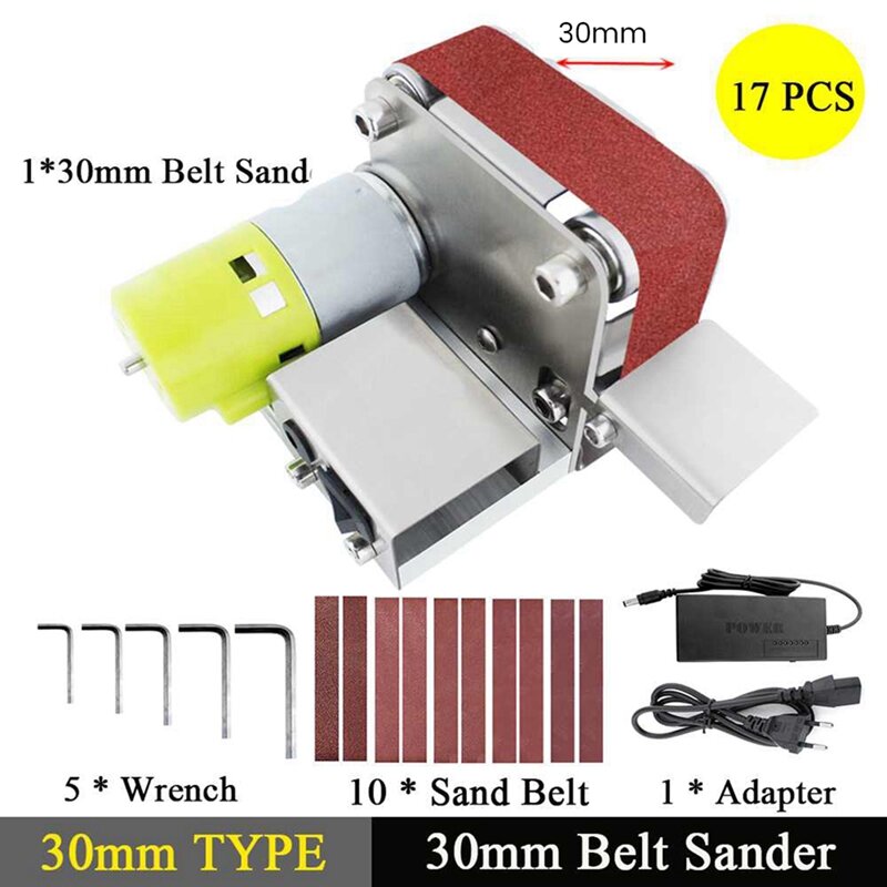 Belt Sander Stainless Steel Belt Sander 220V 7 Variable Speed For Polishing Wood EU Plug