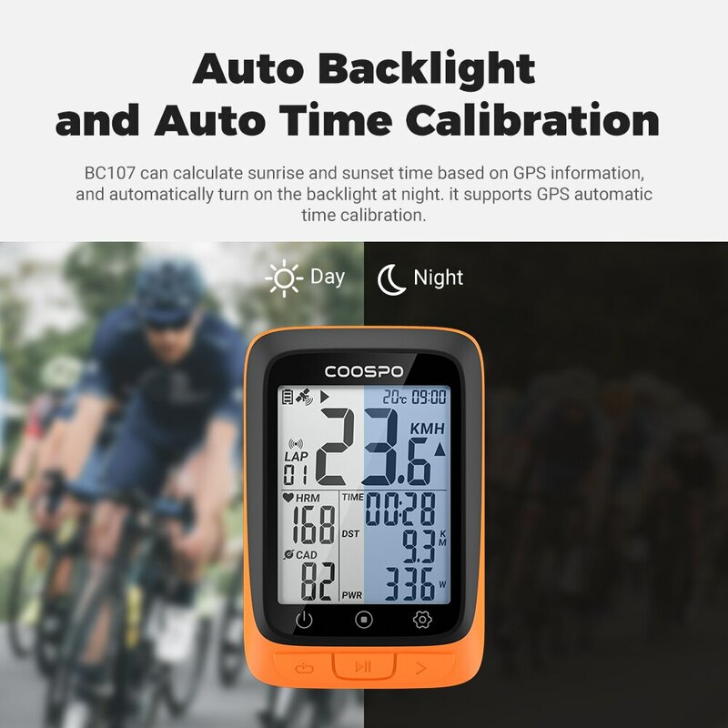 COOSPO BC107 Vélo Ordinateur GPS Sans Fil Vélo Vélo Odomètre Compteur De Vitesse 2.4 "FSTN Bluetooth5.0 ANT + Étanche GPS BDS