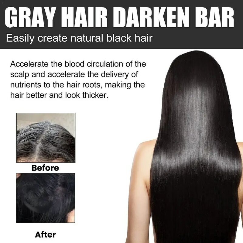 Champú Natural para oscurecer el cabello, jabón para reparar el Color del cabello gris y blanco, suave, nutrición profunda, limpieza y cuidado del cabello