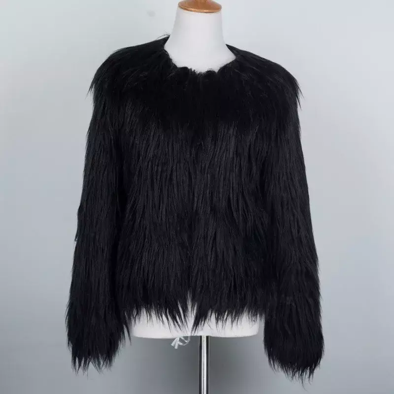Mantel Bulu Palsu Baru Musim Dingin 2022 Jaket Wanita Mantel Bulu Berbulu Halus Musim Dingin Tebal Hangat Berbulu Buatan Jaket Kasual Pakaian Luar