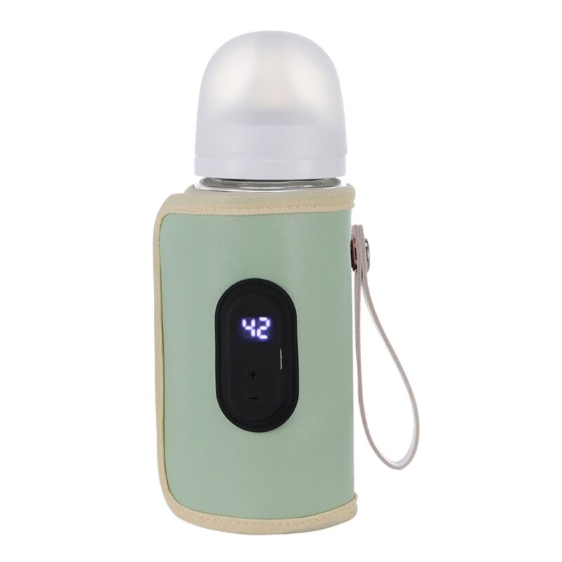 Funda aislante para botella leche ajustable, bolsa calefactora para leche materna, funda con calentador carga USB para en