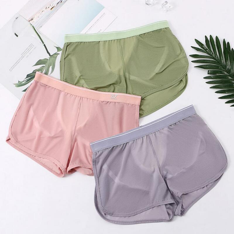 Elastic Band Men Underwear Breathable Mesh Men's Underwear with Wide Waistband Ice Silk Loose Fit Shorts for Sports for Comfort