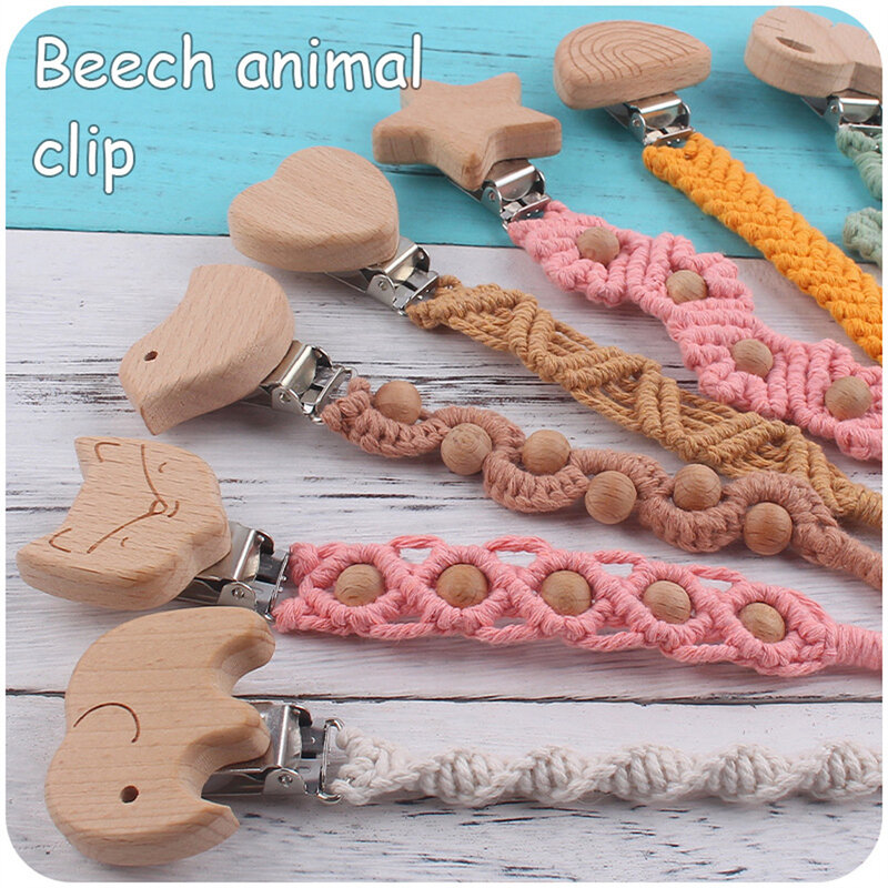 Baby Pacifier Clip Child Pacification Pacifier Chain Animals Attract Attention Pregnant Baby Baby Toys Infant Cartoon Diy Beech