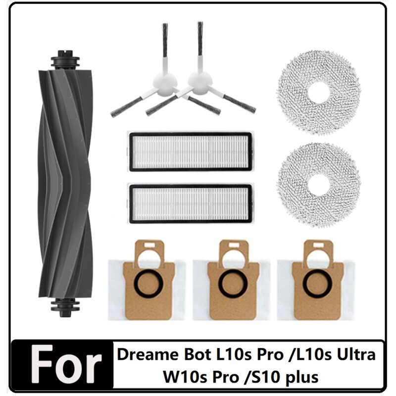 10PCS Accessories Kit For Dreame Bot L10S Pro /L10S Ultra /W10S Pro /S10 Plus Robot Vacuum Cleaner Replacement Parts