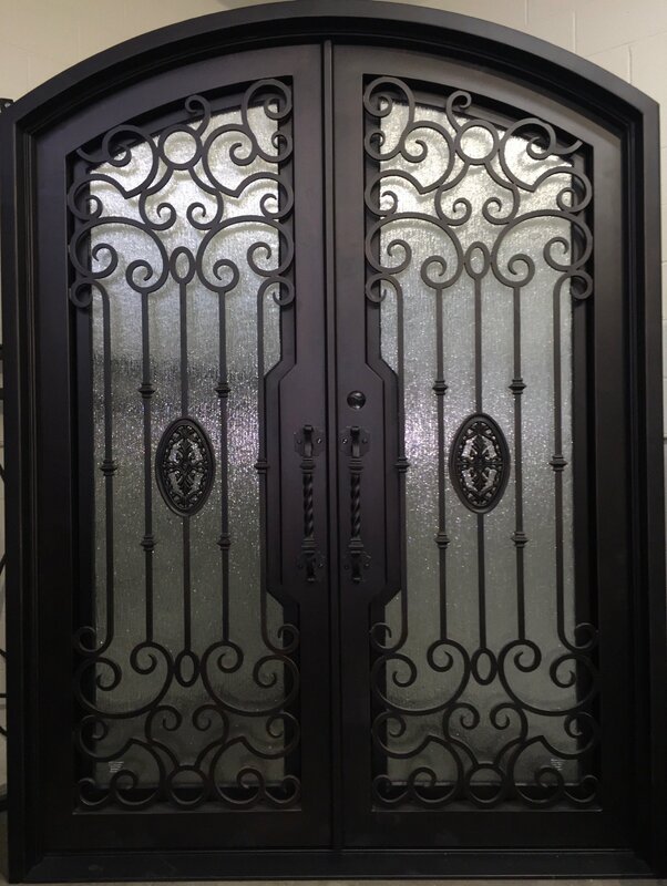 Puerta de Hierro forjado para el hogar, proveedor dorado, puerta moderna de vidrio de hierro
