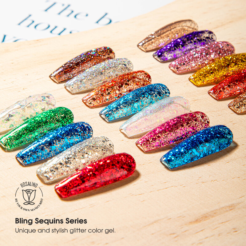 ROSALIND Mini esmalte de uñas brillante con Gel craquelado, laca de Gel para barniz UV híbrido, Base semipermanente, capa superior, arte de uñas