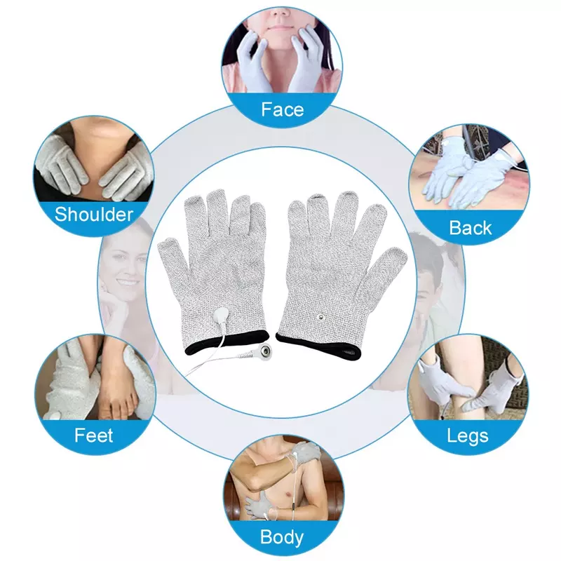Leitfähige Silberfaser-Elektroden therapie handschuhe Elektro therapie Zehner einheit für Phycical Ems Muskels timulator Massage gerät Draht