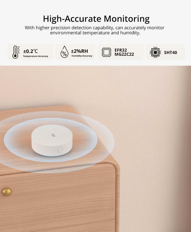 SONOFF-Sensor de temperatura y humedad SNZB-02P Zigbee, Escena Inteligente para el hogar, Control por aplicación Ewelink a través de Alexa, asistente de Google Home