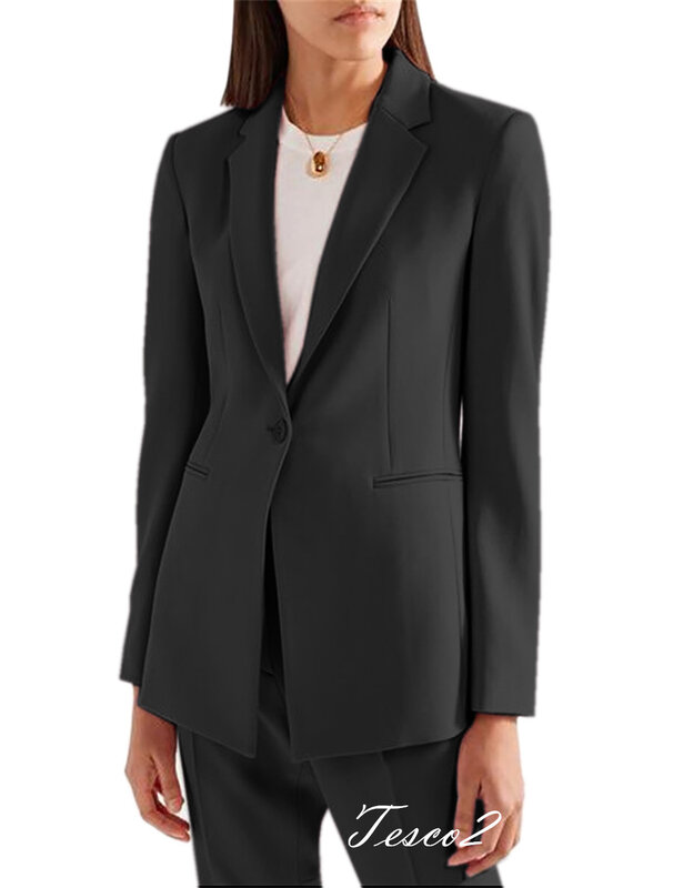 Tesco-Conjunto de Blazer y pantalones formales para mujer, traje elegante de 2 piezas para oficina
