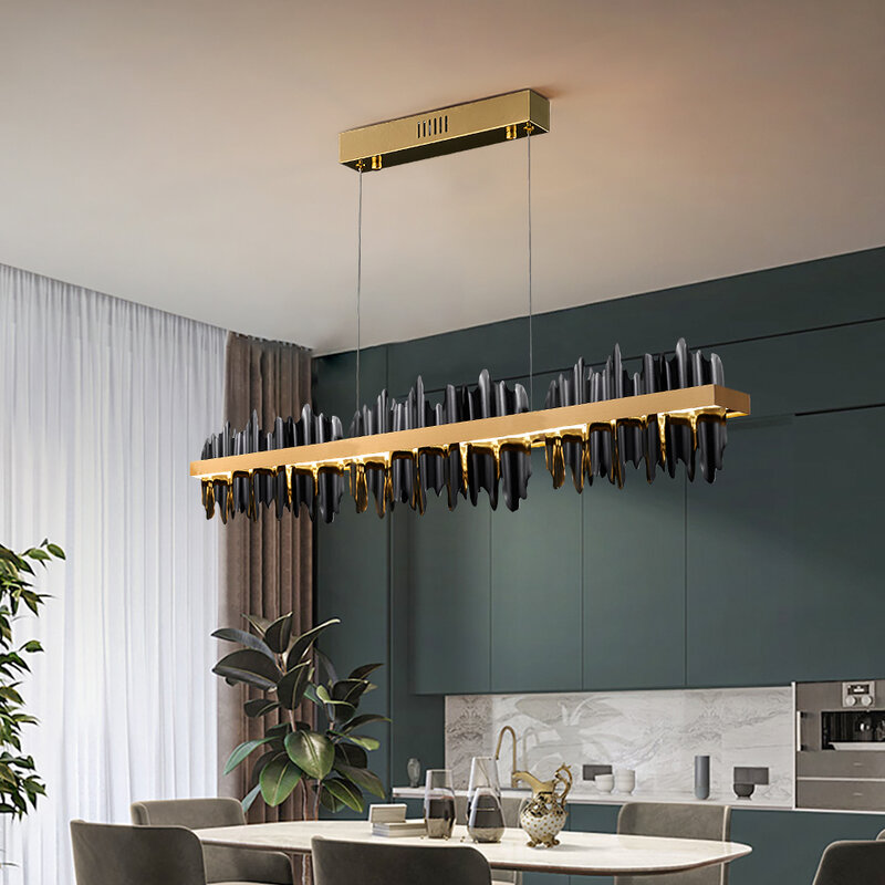 Candelabro LED circular con Control remoto, lámpara colgante moderna y creativa, color negro y dorado, accesorios de iluminación para sala de estar, Vestíbulo y Hotel