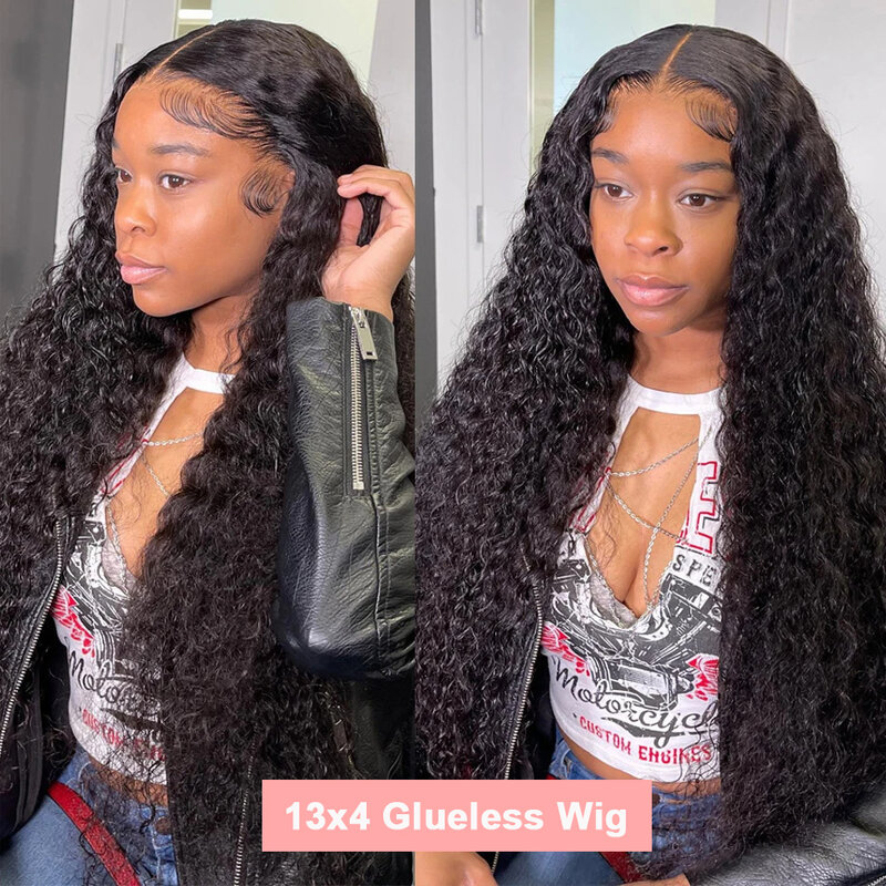 Glueless Deep Wave Frontal Wig 13x4 Lace Front Human Hair Wig Ready To Go Lace Frontal Wig Human Hair 7x5 HD Lace Closure Wig