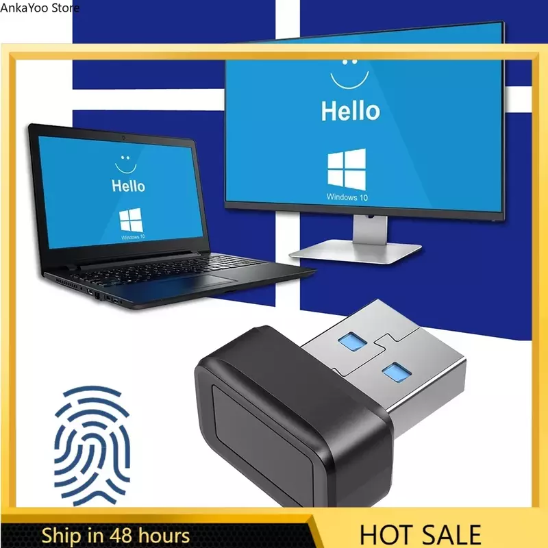 Pembaca kunci sidik jari USB, pemindai PC Sensor sidik jari untuk Windows 7/8/10/11 Halo kunci keamanan biometrik modul kata sandi Gratis