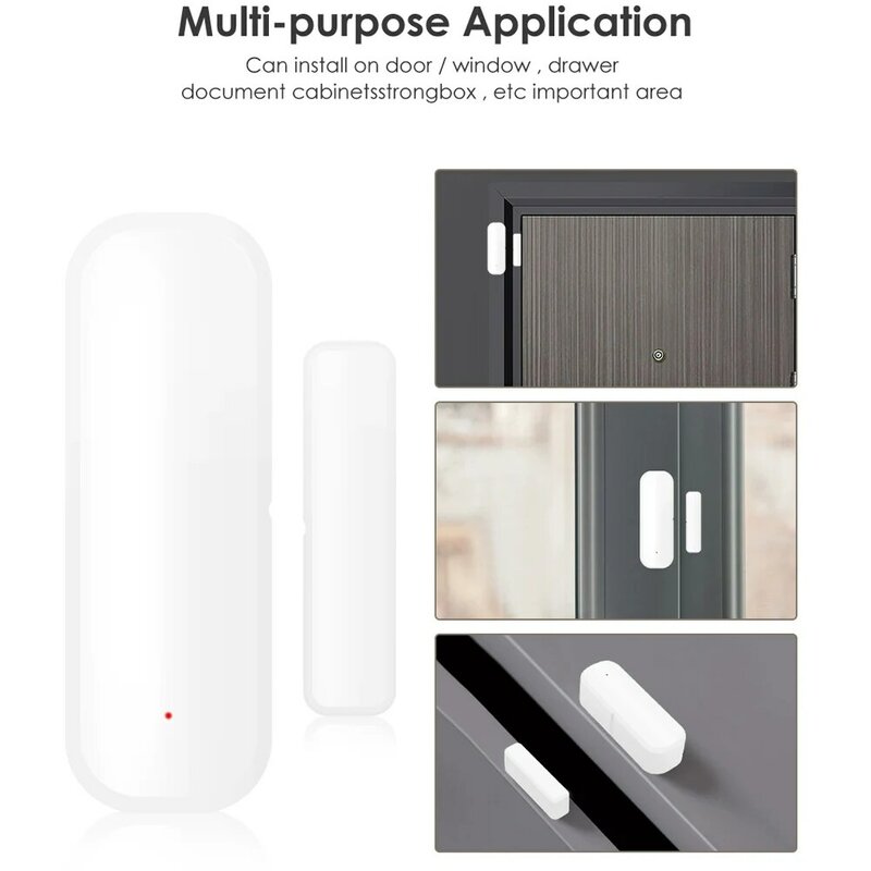 ForTuyaZigBee Detector de Sensor de ventana y puerta, sistema de alarma de protección de seguridad para el hogar, Control de vida inteligente, funciona con AlexaGoogle, WiFi