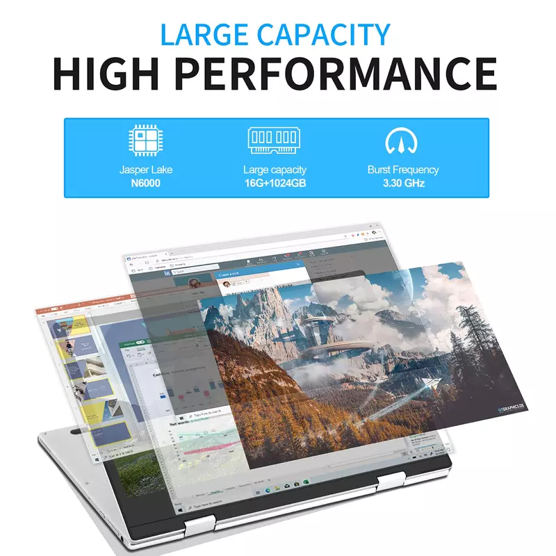 Toposh Draagbare 2 In 1 Mini Laptop Tablet Pc Intel N6000 11.6 "Ips Touchscreen 16Gb Ram 512G Ssd Windows 11 Yoga Notebook