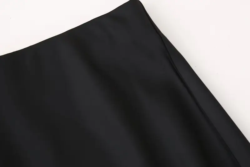 Falda Midi con textura de seda para Mujer, falda Vintage de cintura alta con cremallera, novedad de 2024
