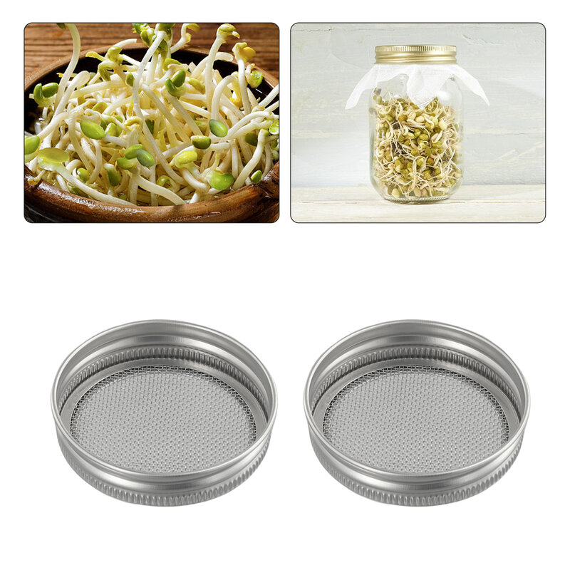 4Pcs/Set Sprouting Lids 304 Stainless Steel Filter Mesh Cover Screen Strainer For Wide Mouth Germinator Straine Jars