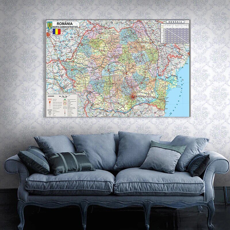 Румынская карта Румынии, X см, большие настенные художественные обои, необычный плакат, украшение для дома, школы, гостиной