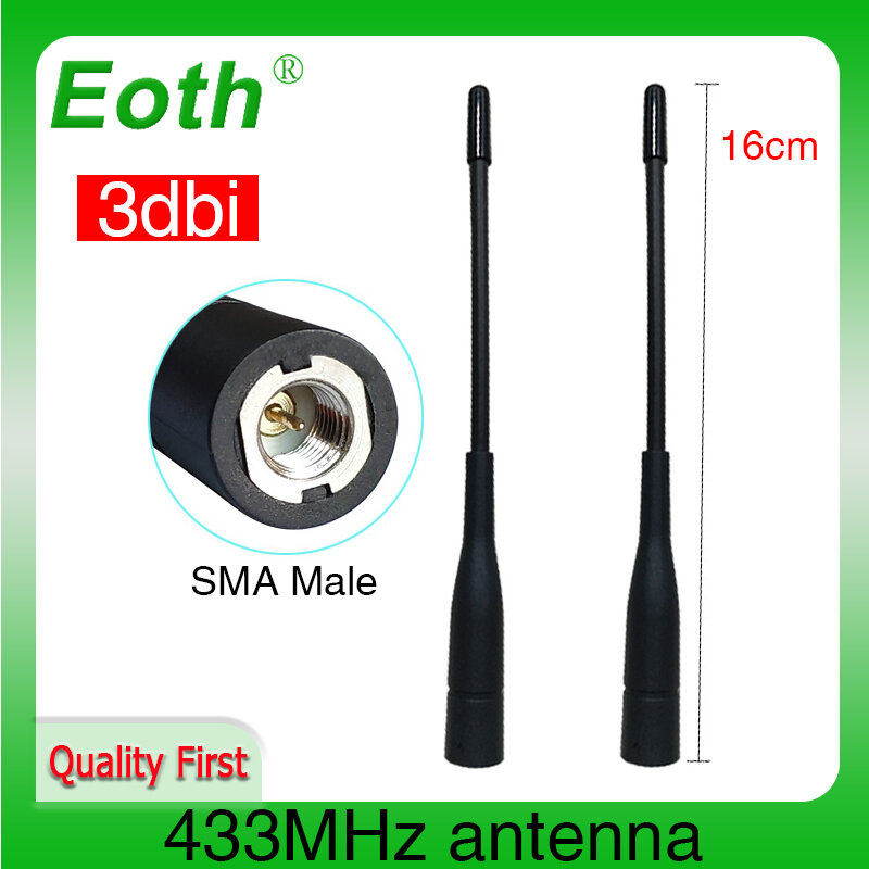 SMA Male Connector Antenna para Walkie Talkie, sem fio, impermeável, direcional, IOT, 433 MHz, 433 MHz
