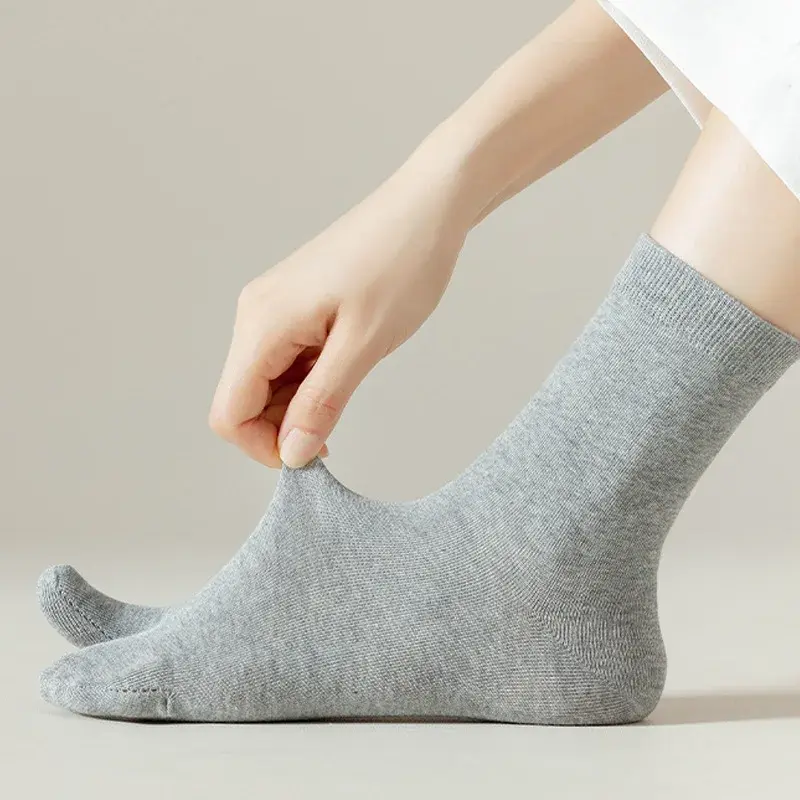 Meias de fibra suadas para homens e mulheres, meias longas com dois dedos, cor preta, respirável, para esportes e corrida, 6pcs