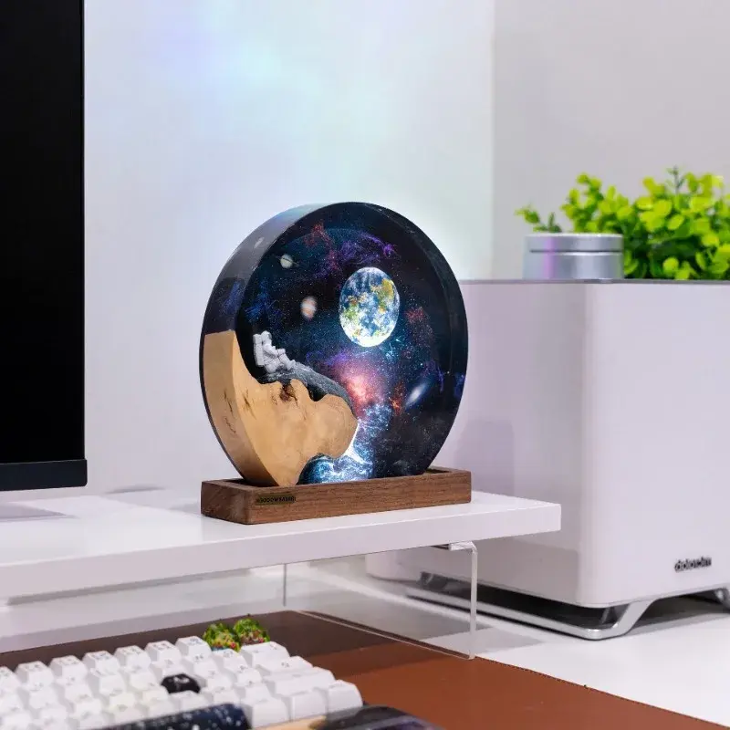 Популярный Настольный светильник из смолы, креативная художественная декоративная лампа, Космический ночник, Галактический ночник, астронавт, ракета, зарядка через USB