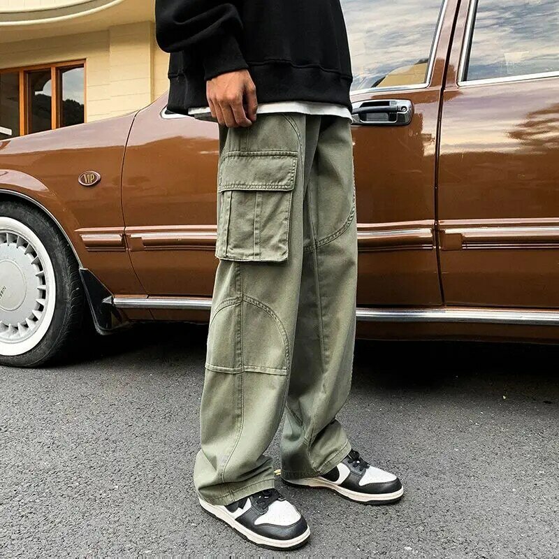 Versatile Casual Pants New Vibe High Street Wide Leg Men Pants Harajuku Cargo Pants Men Autumn Winter Fashion Loose Straight