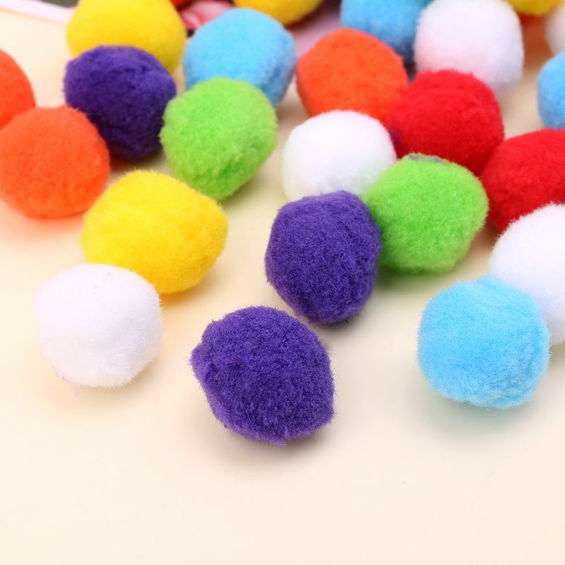 Boule pompons artisanaux doux moelleux, 100 pièces, boules couleurs mélangées, 40mm, artisanat bricolage, livraison