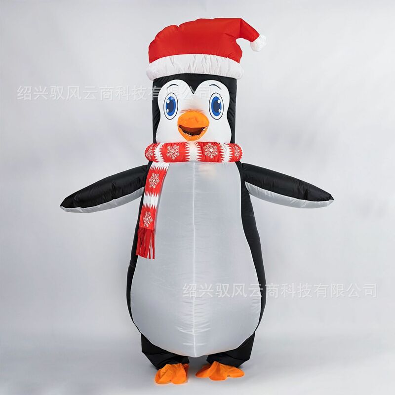 Alat peraga kostum tiup Penguin Natal, pakaian pesta bermain peran tiup