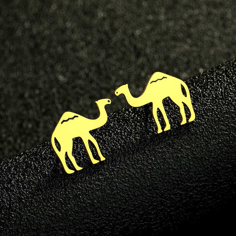 Kinitial Dainty Camel Stud Earrings Women Girls Stainless Steel Animal Pet Lover Jewelry Small Earrings Gift