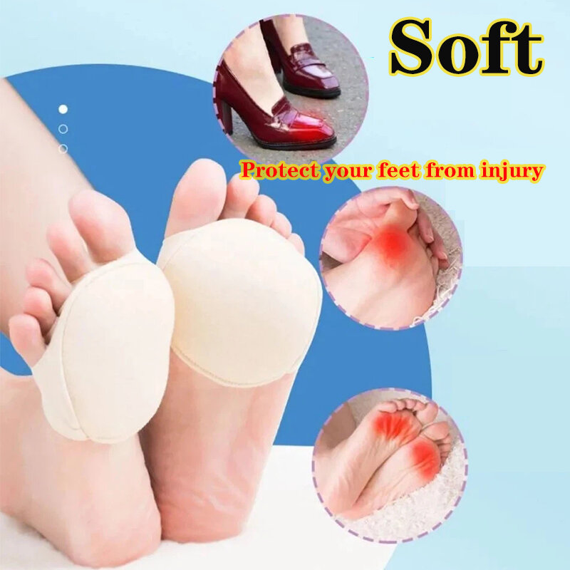 2/4 buah lima jari kaki bantalan kaki depan untuk wanita hak tinggi setengah sol kapalan perawatan nyeri kaki penghilang guncangan bantalan sisipan jari kaki